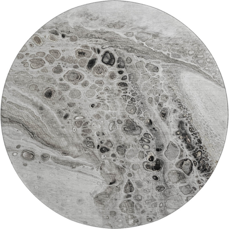 Premium Machine Washable Mayfield AMF1934 Abstract Rug, Round 8'