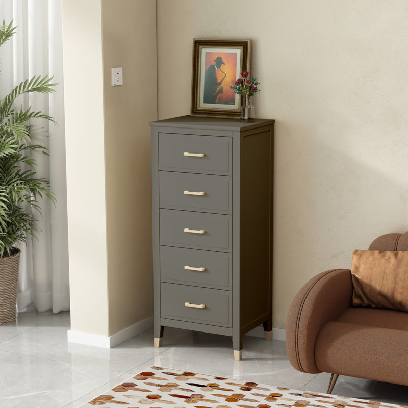 Olivette 5 - Drawer Chest of Drawers, Grey