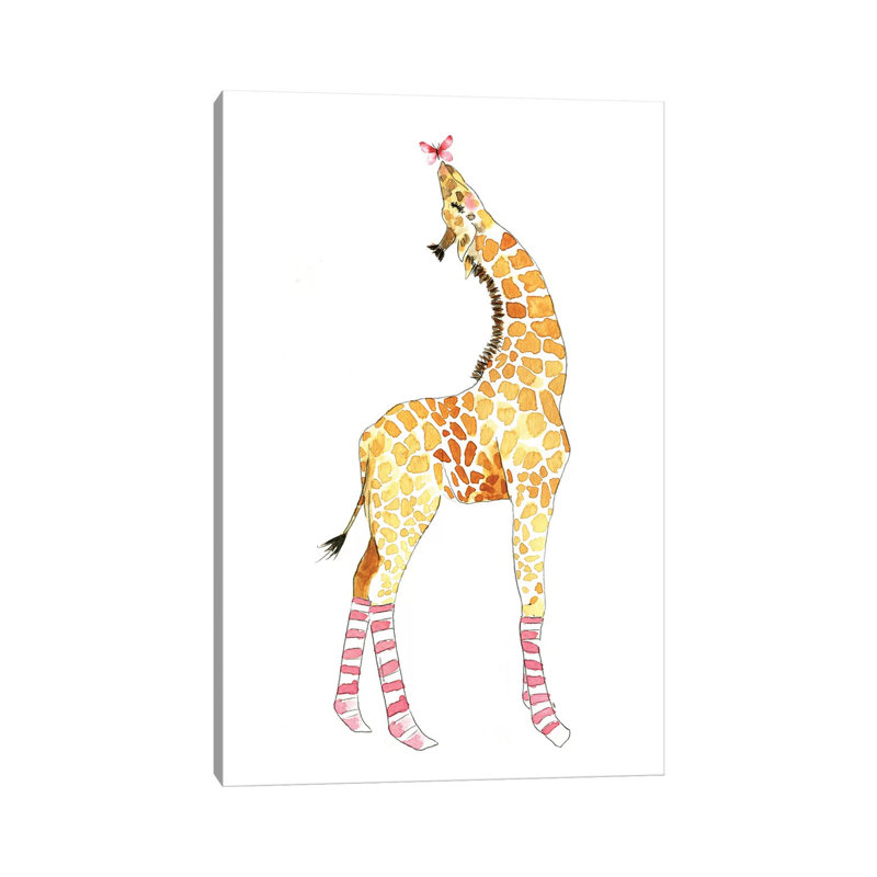 Giraffe With Butterfly by Mercedes Lopez Charro - Wrapped Canvas Gallery-Wrapped Canvas Giclée, 66.04 cm H x 45.72 cm W