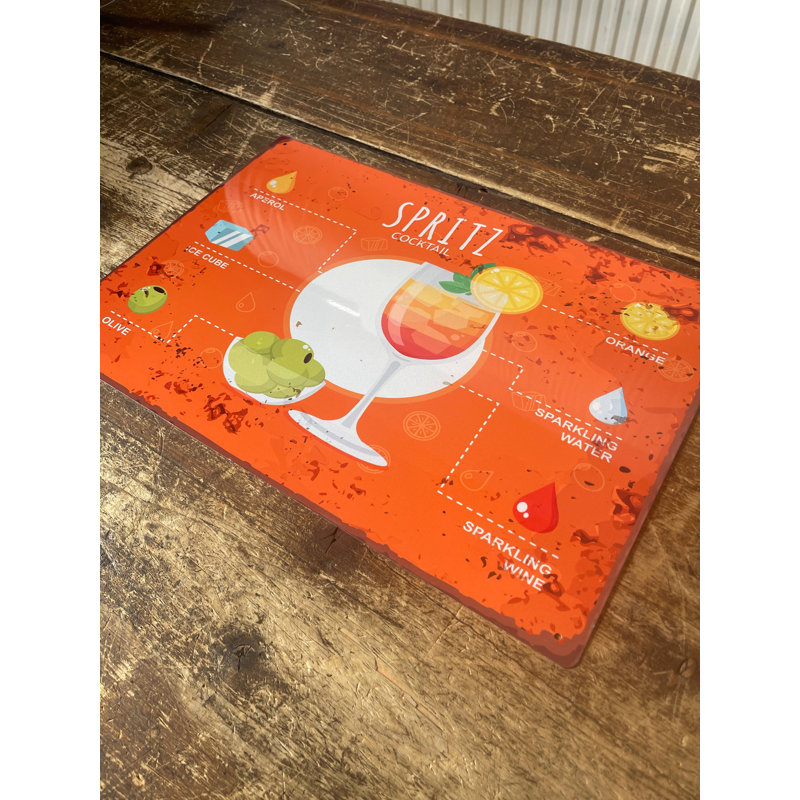3378 Food & Beverage Wall Decor on Metal, 20cm H x 25cm W