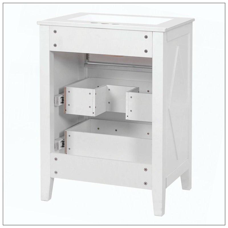 Tiroirs de meuble-lavabo en céramique sur pied, Blanc