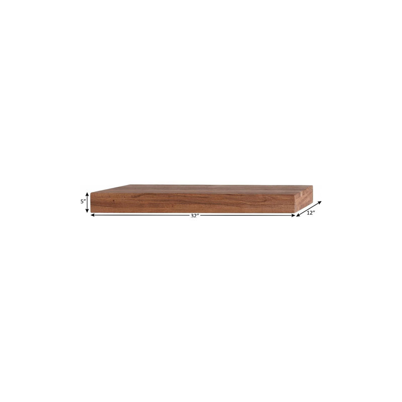 Tablette flottante murale 30 "en bois massif brun