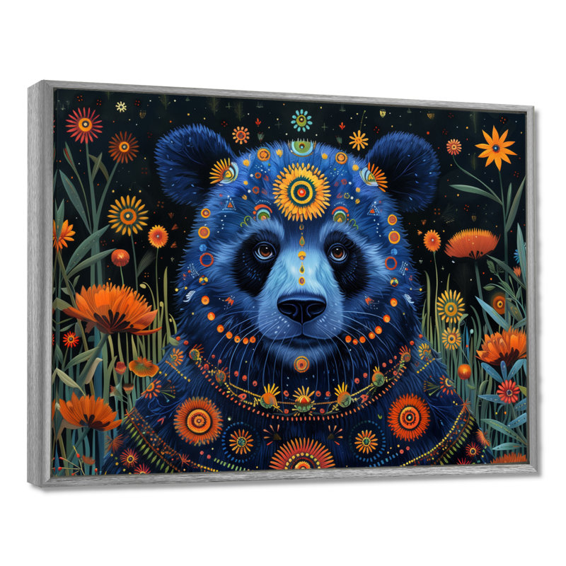 Panda bleu bleu, mystique, impression d'art mural, Cadre argenté, H 12 po x l 20 po