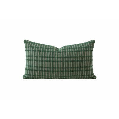Emerald Woven Textured Decorative Cotton Blend Filled Throw Pillow 12" X 20"