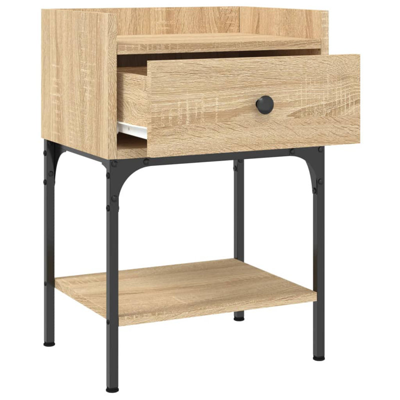Shabari 40.5cm W Iron Bedside Table, Sonoma Oak, Set of 2