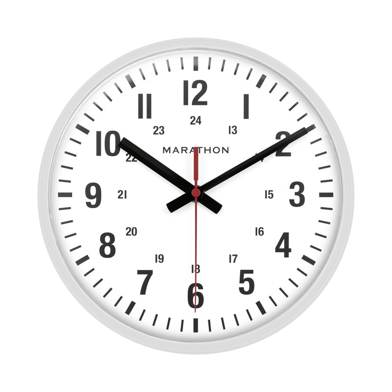 Horloge murale analogique à balayage continu 10 pouces