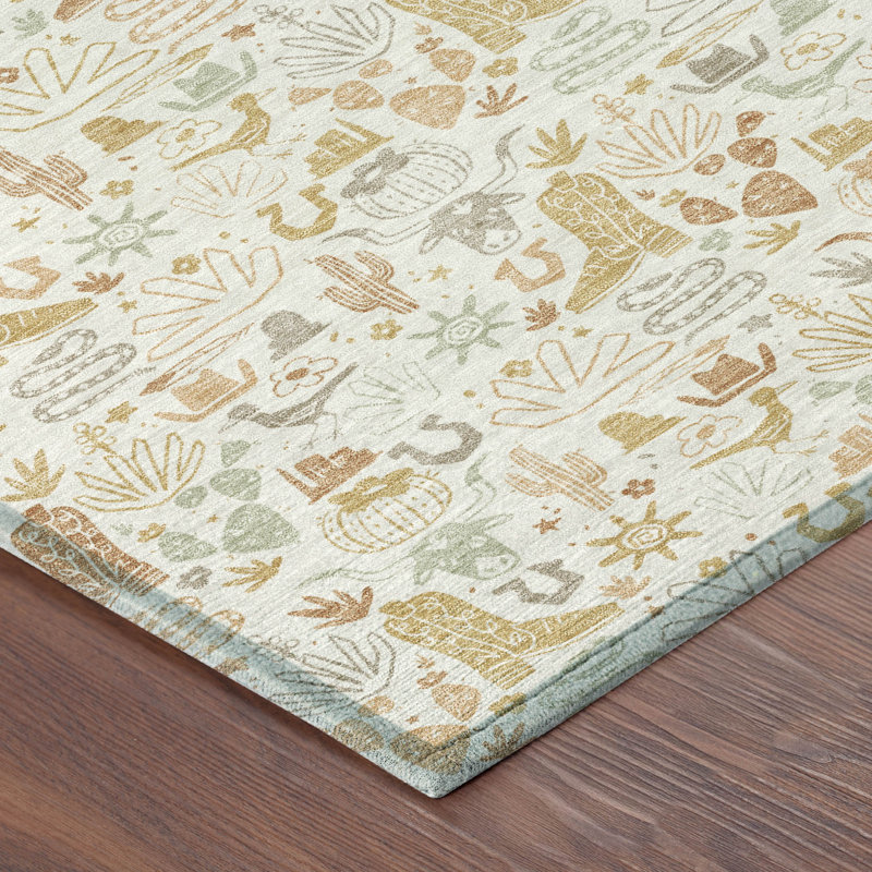 Machine Washable Indoor/Outdoor Chantille ACN2613 Novelty Rug, Ivory, 2'6" x 3'10"