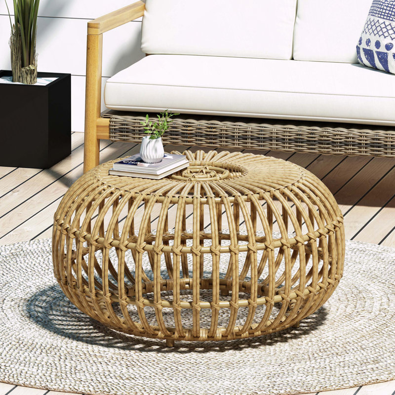 Table d'appoint bohémienne, Beige, H 15,3 po x l 29,5 po x P 29,5 po