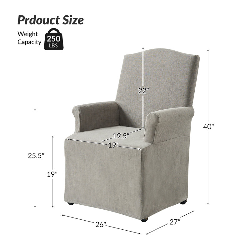 Chaise de salle à manger avec roulettes à capuchon 26 po Gatlinburg, Gris