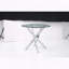 Table ronde en verre trempé 35,43 po - Cadre en fer argenté, minimaliste moderne-840313223