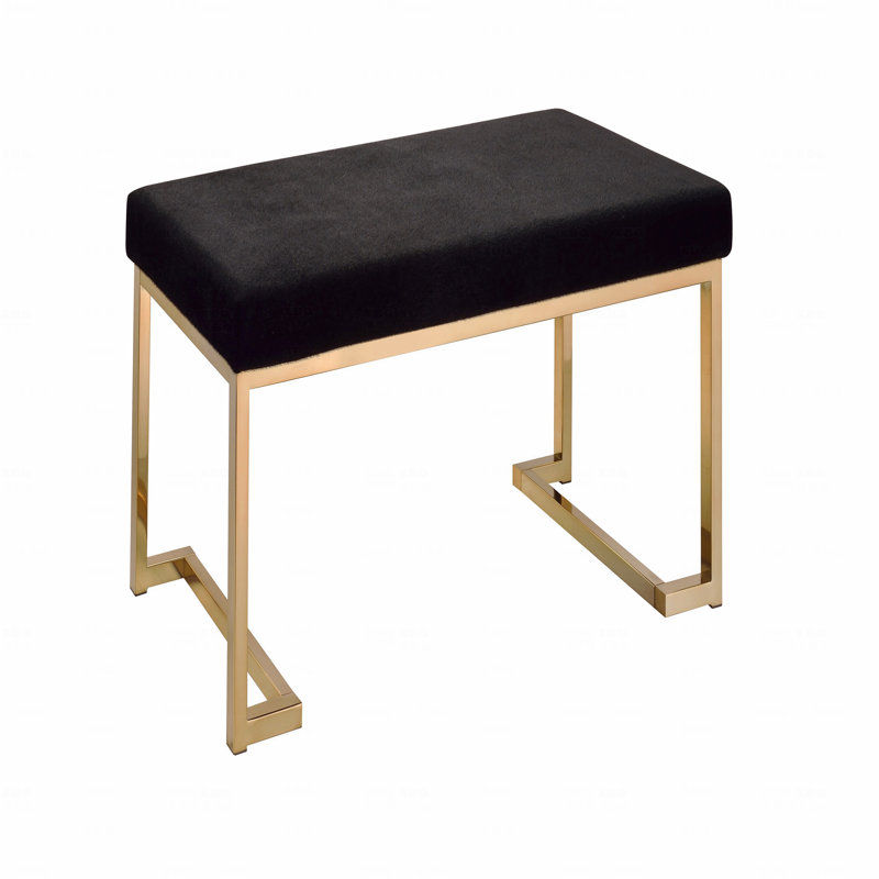 Banc rembourré en tissu et finition champagne