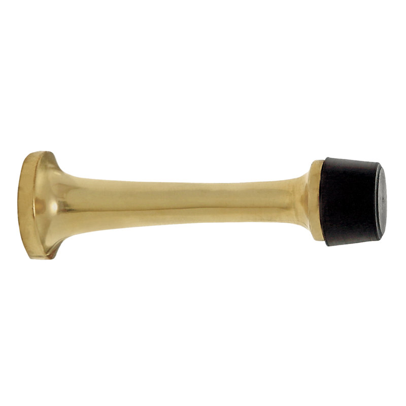 Rubber Tipped Brass Baseboard Stop, Unlacquered Brass