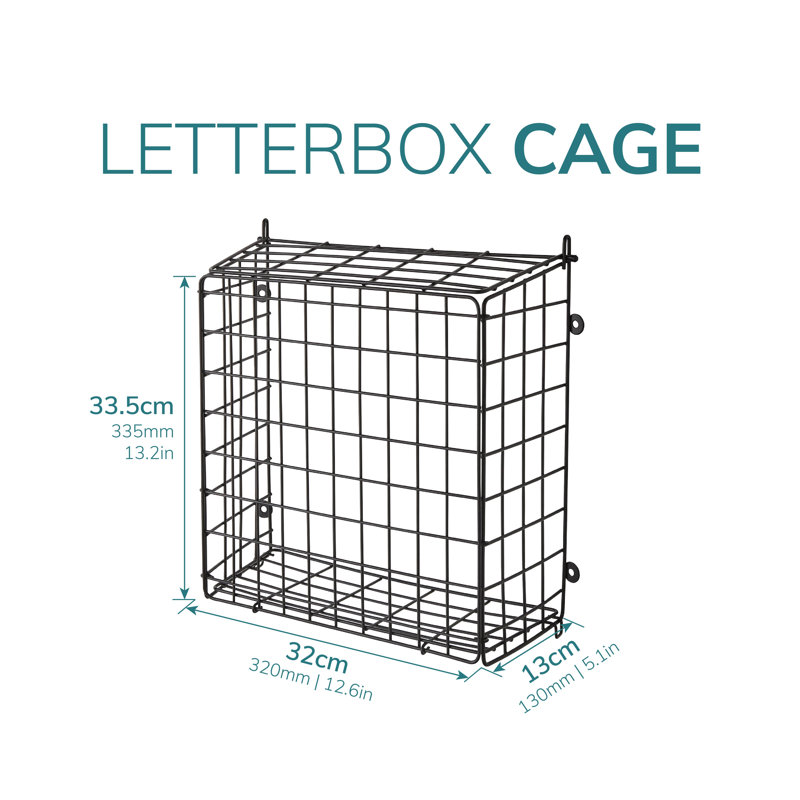 Letter Box Mail Catcher Metal Basket Wooden Doors Only, Black