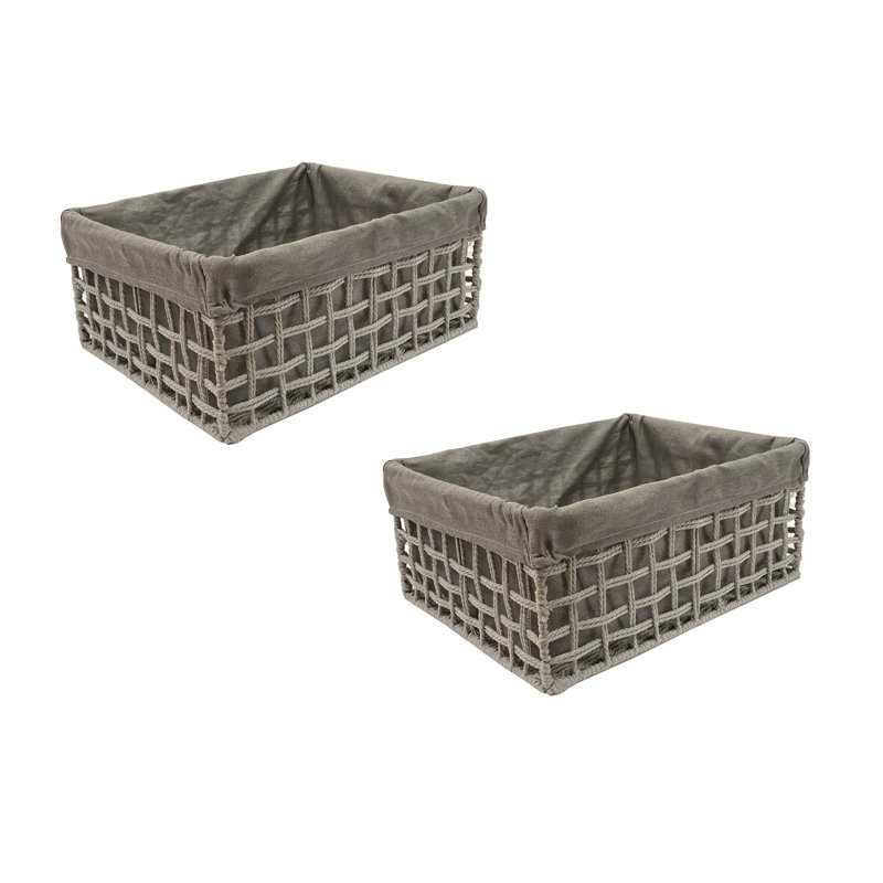 Brambly Cottage Decorative Basket, 16cm H x 38cm W x 29cm D, Grey