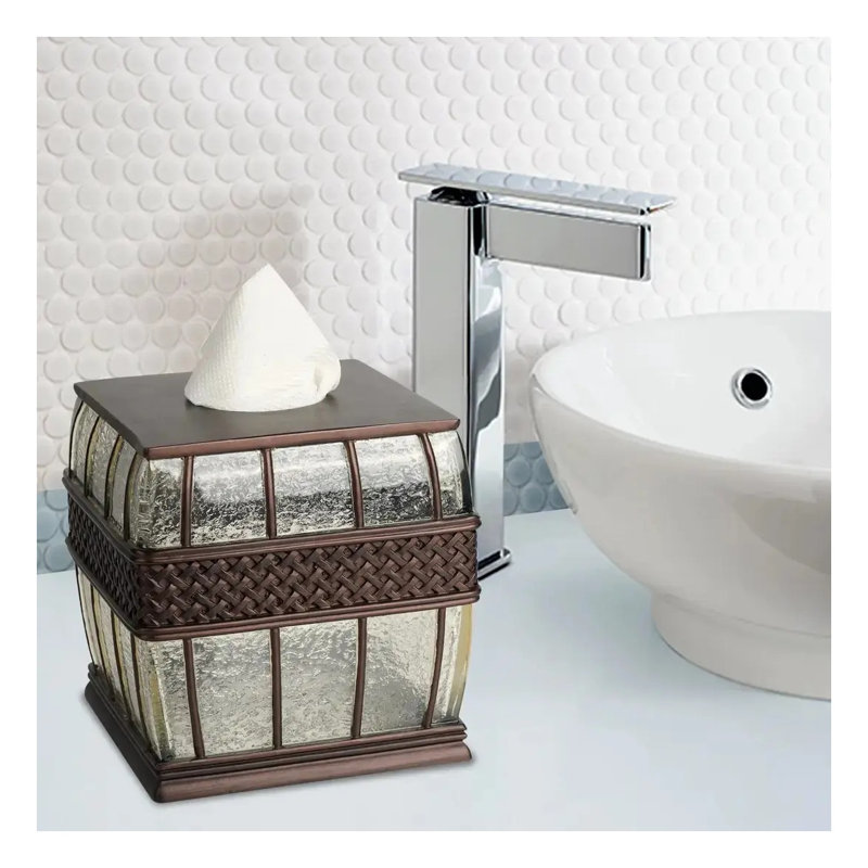Square Resin Tissue Box Cover in Oil-Rubbed Bronze