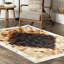 Tapis en cuir de vache brun et crème fait à la main, tapis en cuir véritable-935808490