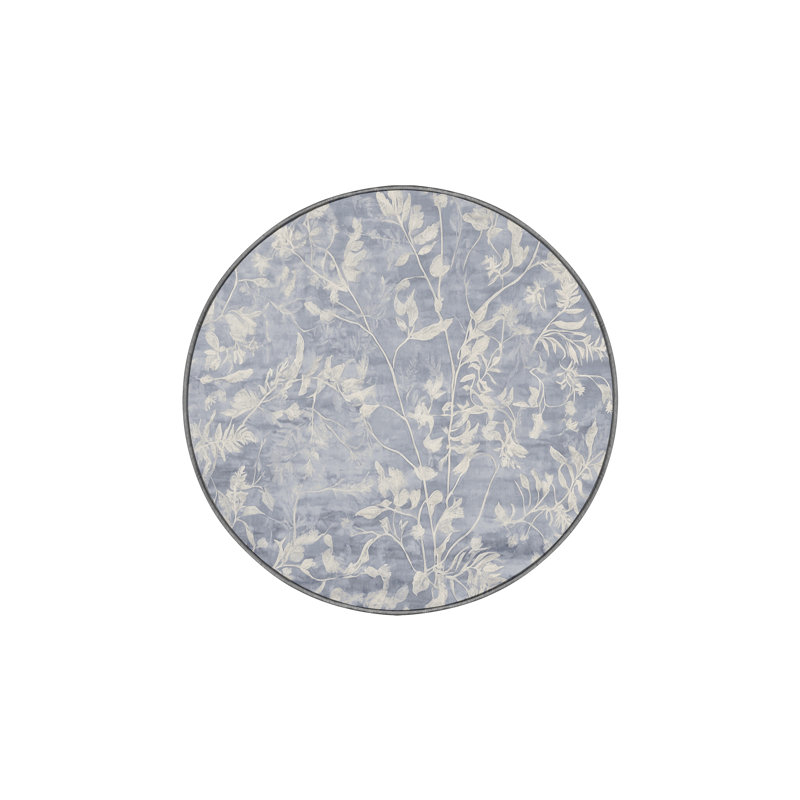 Machine Washable Gray Area Rug, Round 5'