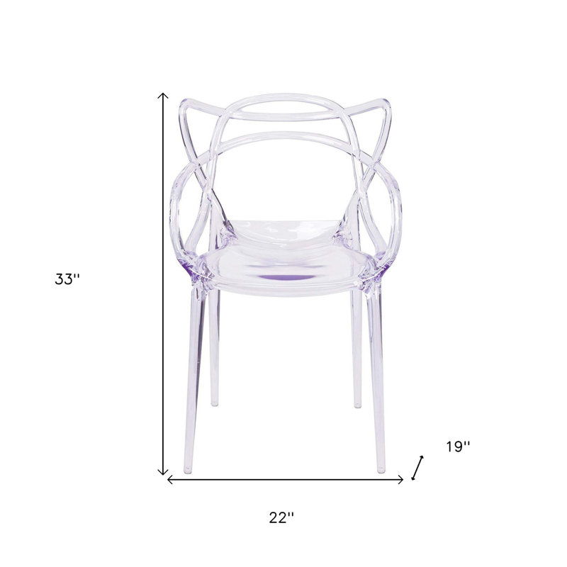 Clear Acrylic Open Back Dining Arm Chair, Clear
