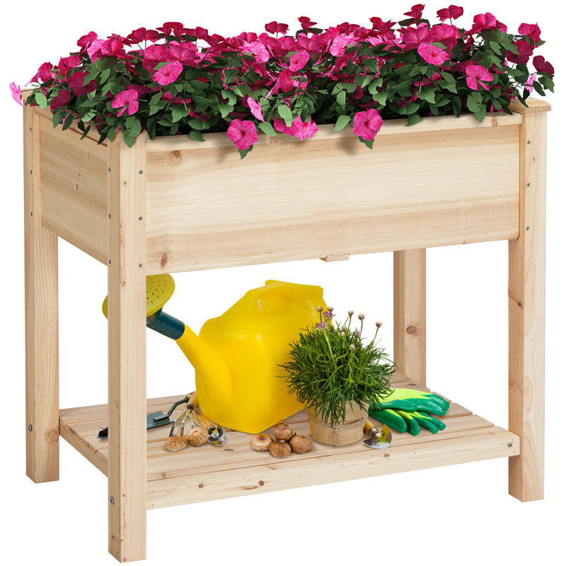 Wood Elevated Planter, 75cm H X 86cm W X 46cm D