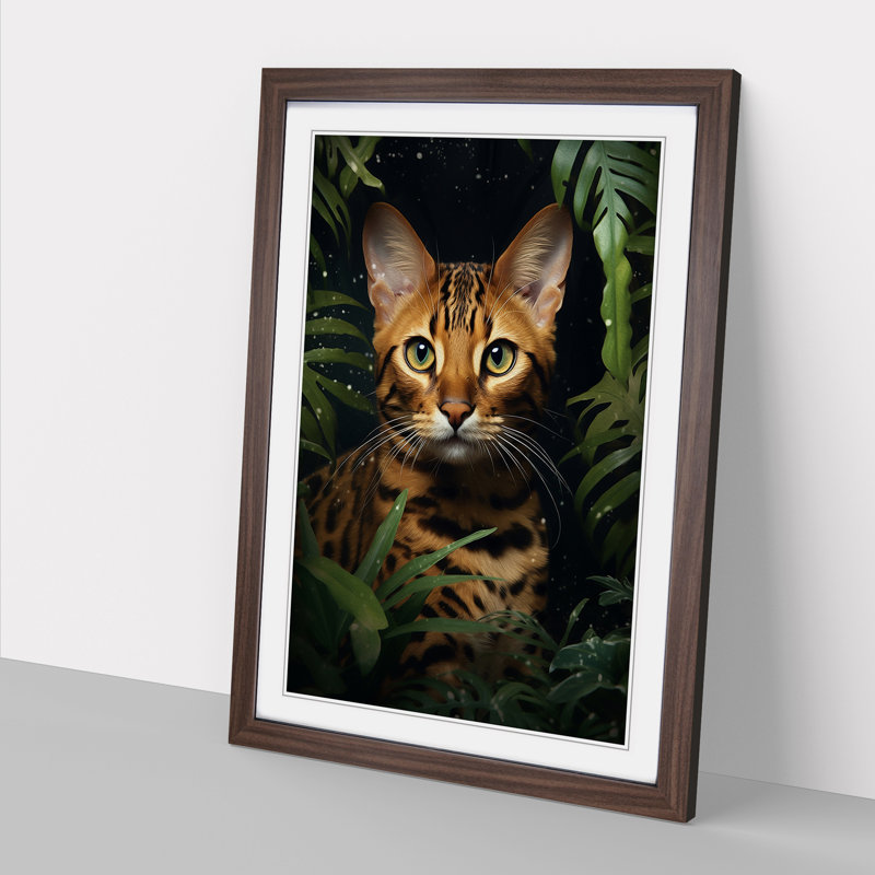 Bengal Cat Romanticism Art - Framed Print, Walnut Framed, 64cm H x 46cm W x 2cm D