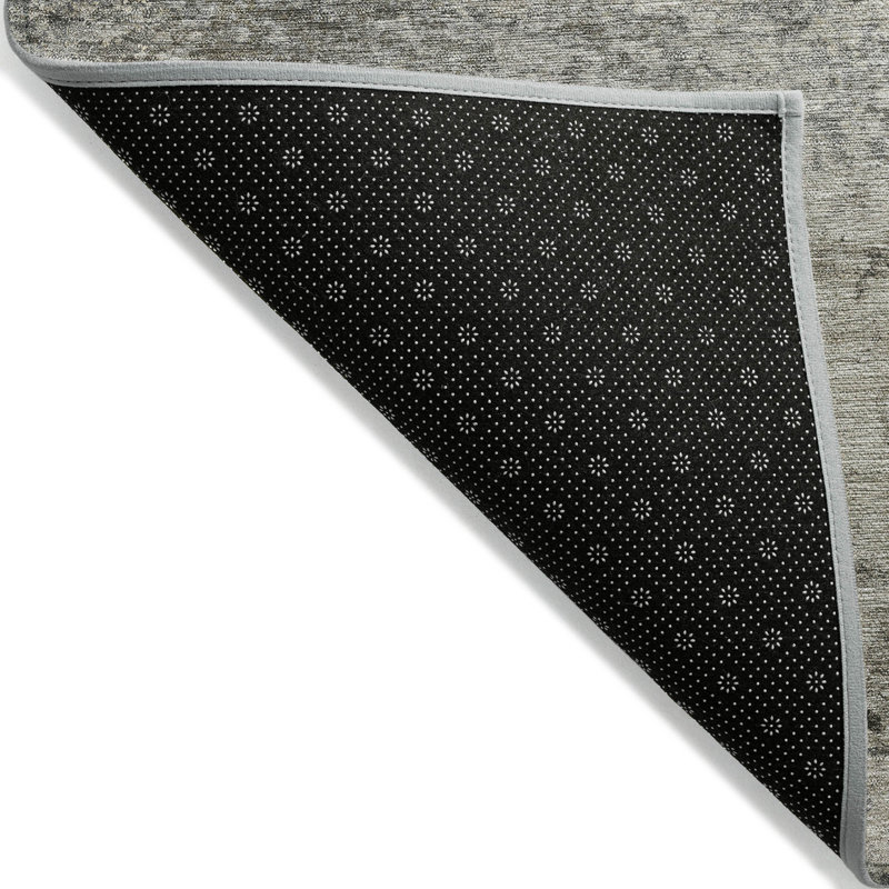 3' X 5' Gray Abstract Washable Indoor Outdoor Area Rug