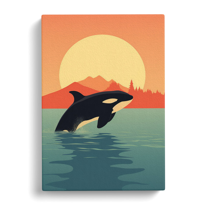 Orca Whale Minimalism - Wrapped Canvas Print, 50cm H x 35cm W x 3cm D