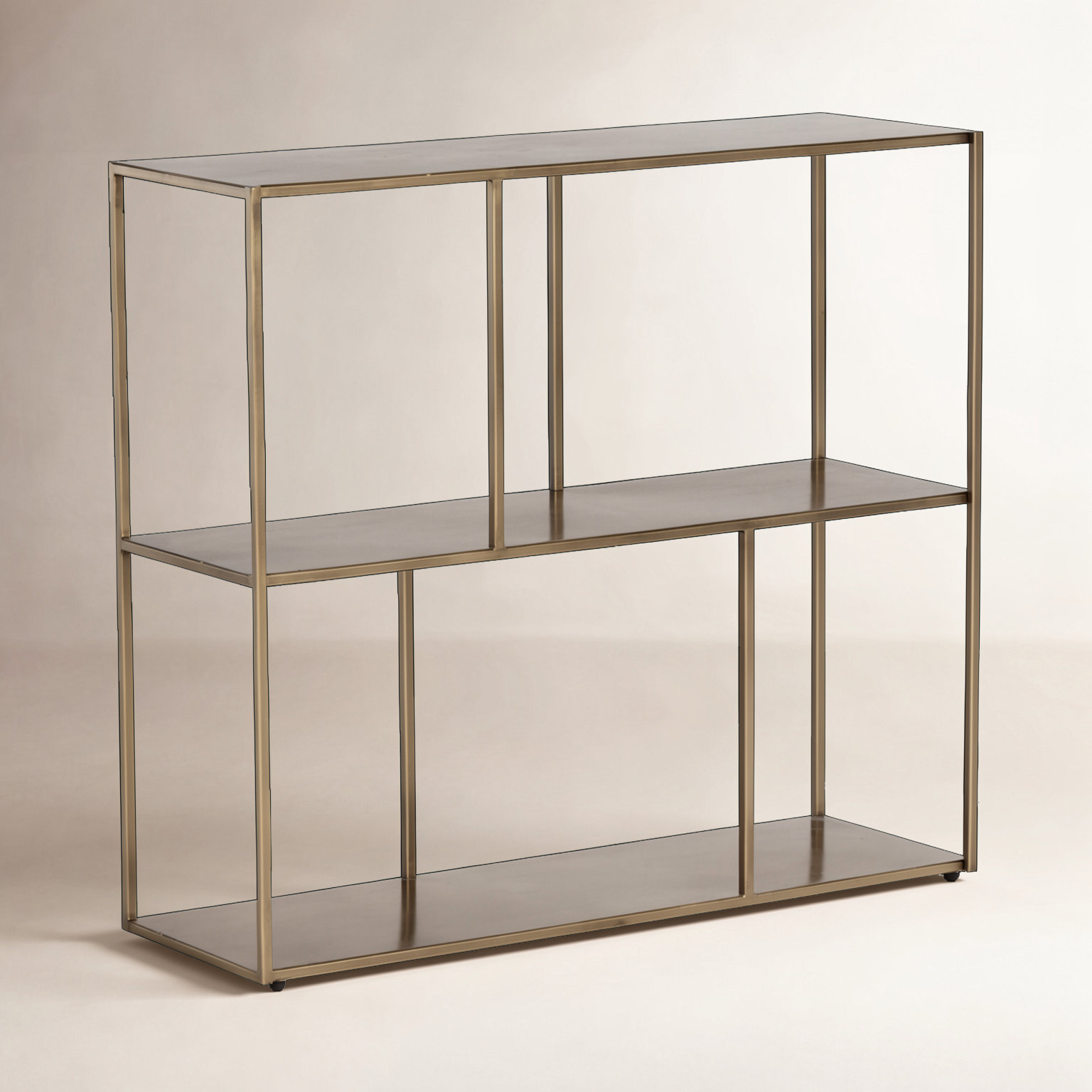Georgetta Narrow Etagere Bookcase, 31" H x 34.75" W x 12" D, Gold