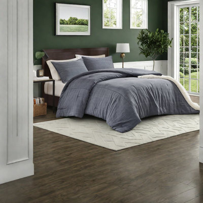 Ensemble de literie en coton lavé de qualité supérieure, 3 pièces pour lit double / grand lit, confort moderne pour toutes les saisons