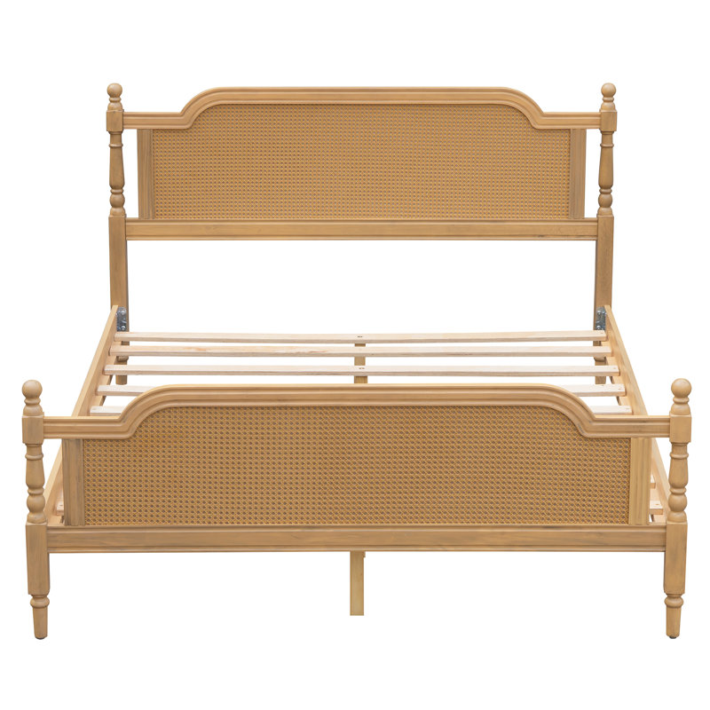 Structure de lit en rotin de style traditionnel, Tanné, Grand lit