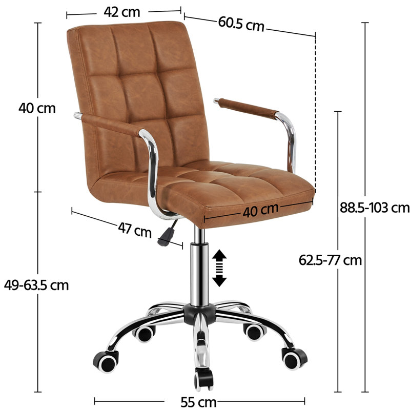 Mid Back Executive Swivel Office Chair with Metal Frame and Arms, Retro Brown