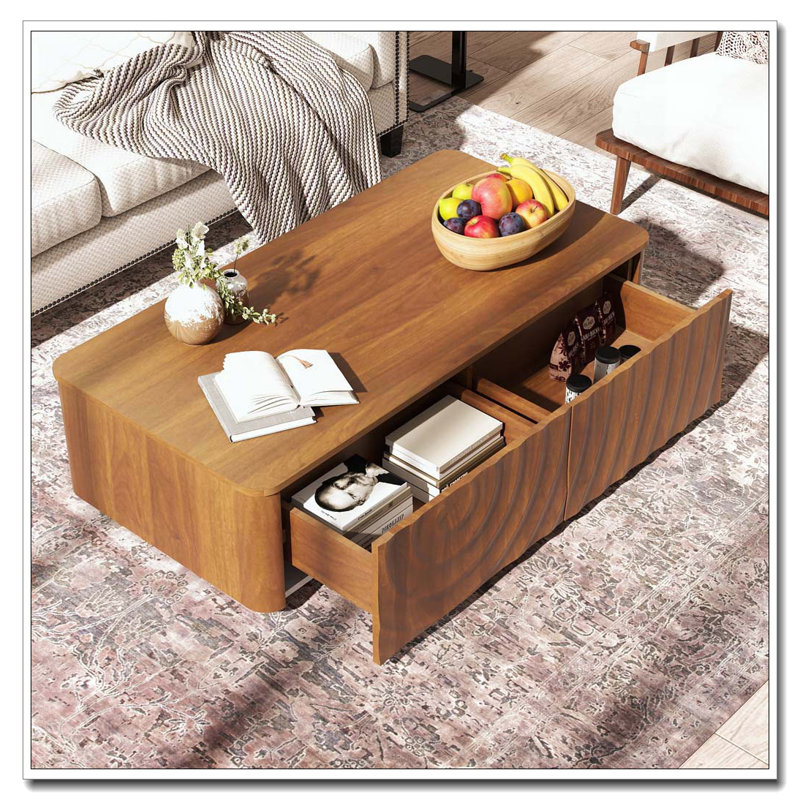 Table basse rectangulaire 47 po avec rangement, Walnut Brown