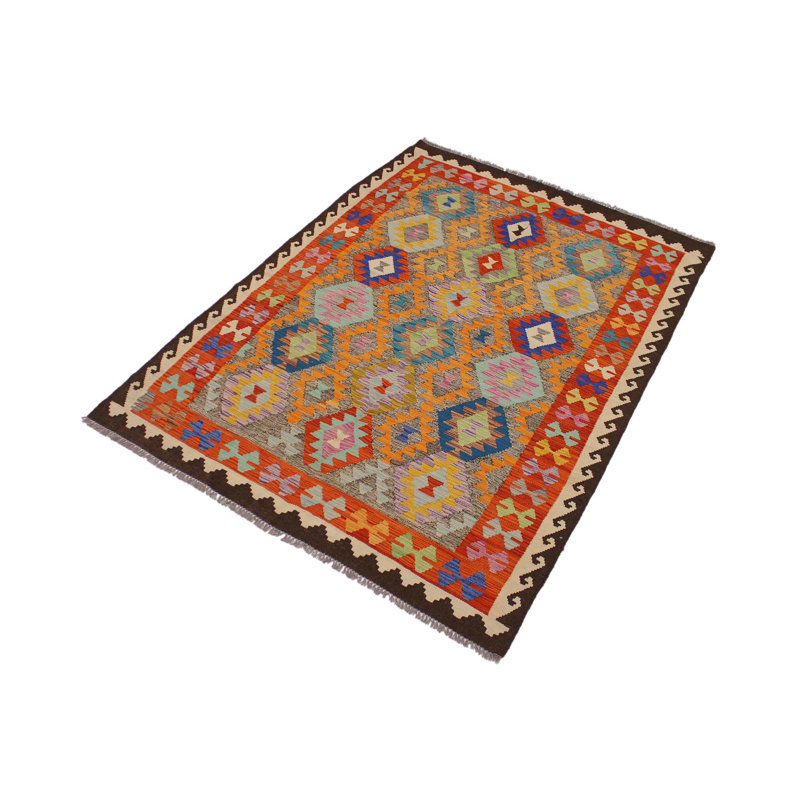 Tapis brun en laine noué à la main de style sud-ouest Madisynn 5 pi 6 po x 7 pi 7 po