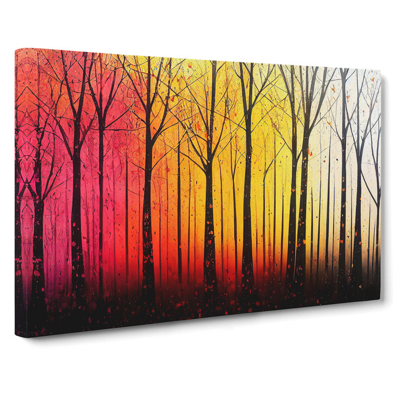 Paint Splashed Autumn Forest Vol.3 Abstract - Wrapped Canvas Painting, 35cm H x 50cm W x 3cm D