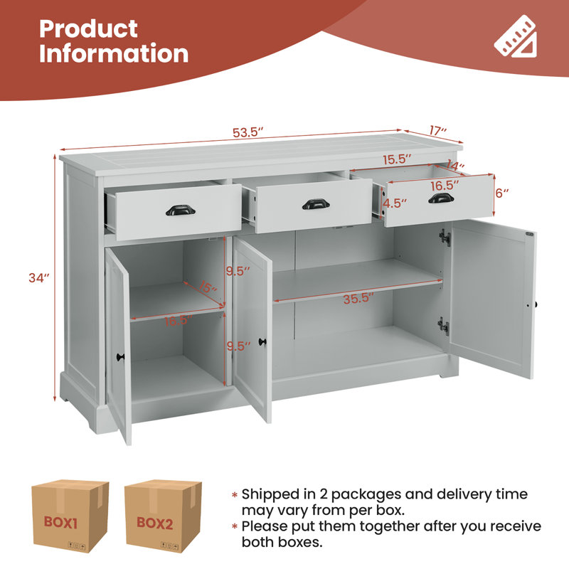 Anamarija 53.5'' Sideboard, Gray