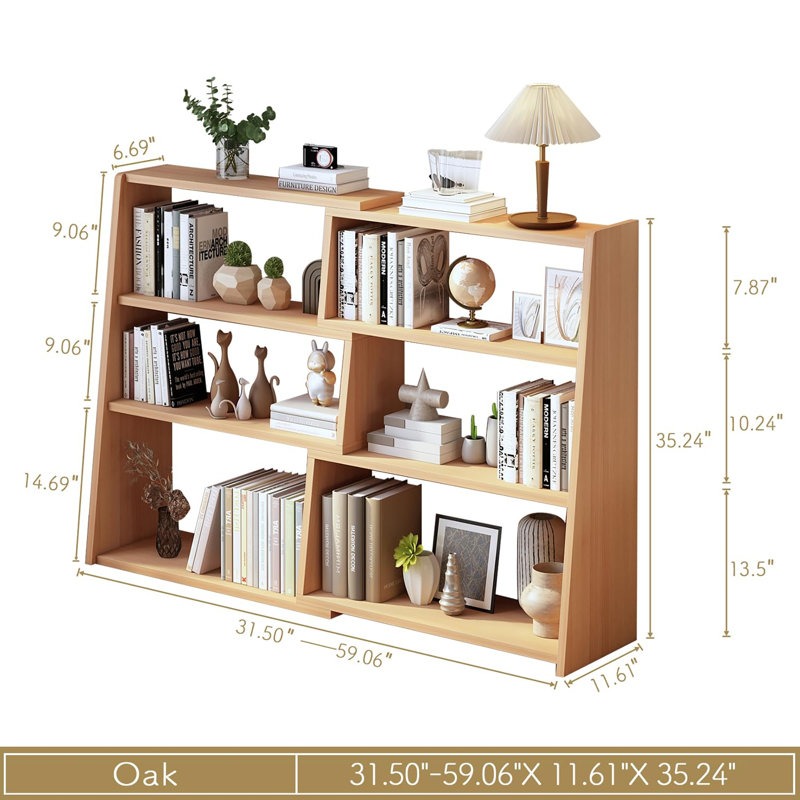 Bibliothèque échelle en bois à 3 niveaux, Oak