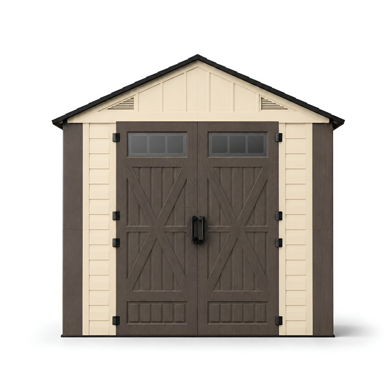 Remise extérieure en plastique durable l 8 pi x P 6 pi avec plancher et portes doubles pour la cour