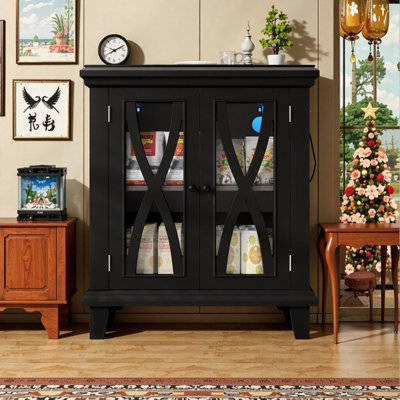 20 Gallon Aquarium Stand With Power Outlets & Adjustable Shelves Supports 298lbs - Farmhouse Design Storage Cabinet