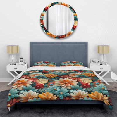 Ensemble de housse de couette Blue Popart Vivid Flower Garden