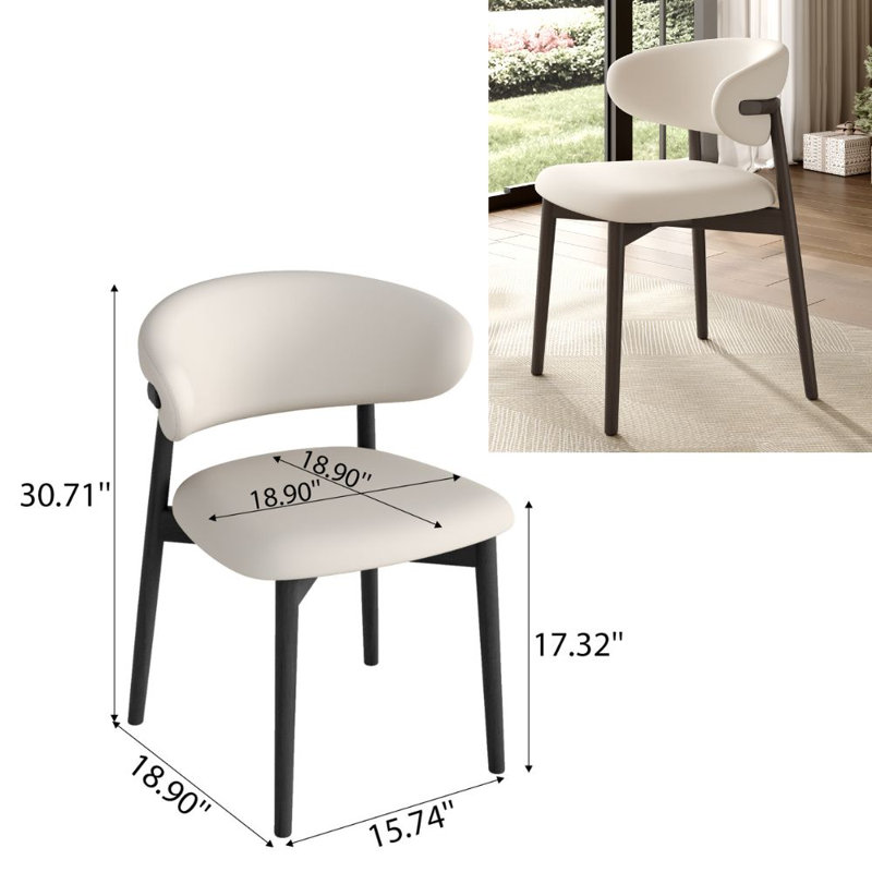 Chaise d'appoint rembourrée en bois massif (ensemble de 2), Noir