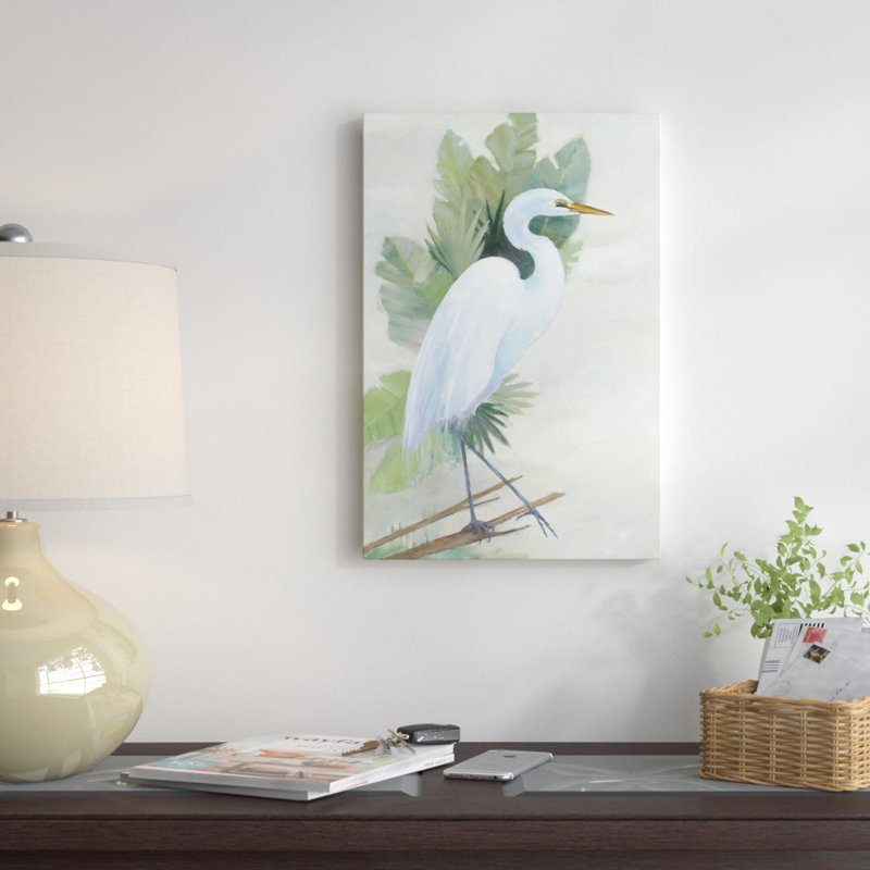 «Debout Egret I», reproduction d'art sur toile, H 12 po x l 8 po x P 0,75 po, Toile tendue, Pas de tapis