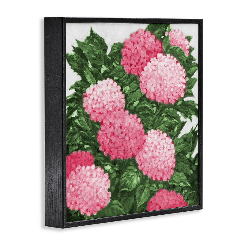 Impressions d'hortensias, estampe numérique, conception de Paul Brent, Giclée encadrée noir minuit, H 12 po x l 12 po