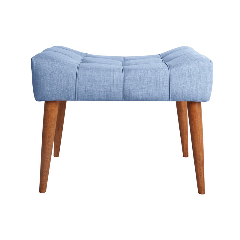 Pouf moderne bleu sax avec cadre en bois massif | Tissu 100% polyester facile à nettoyer, mousse 32% pour plus de confort | Ajout élégant au décor rustique et scandinave, parfait pour le salon, l'hôtel ou les espaces de fantaisie