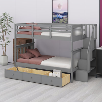 Bunk Bed With Three Drawers, Stairway