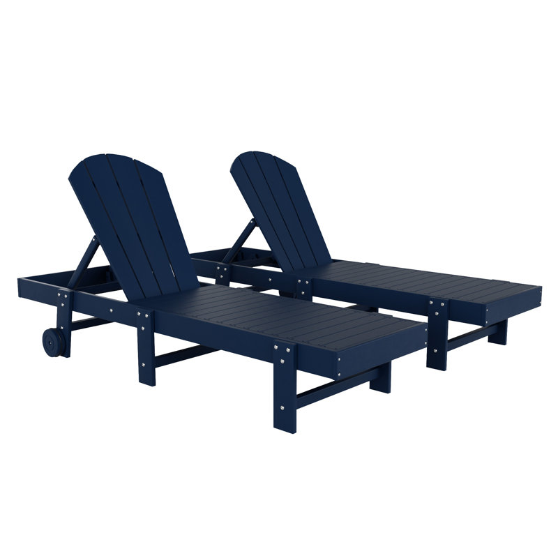 Ensemble de chaises longues inclinables extérieures en poly Lagune, Bleu marine