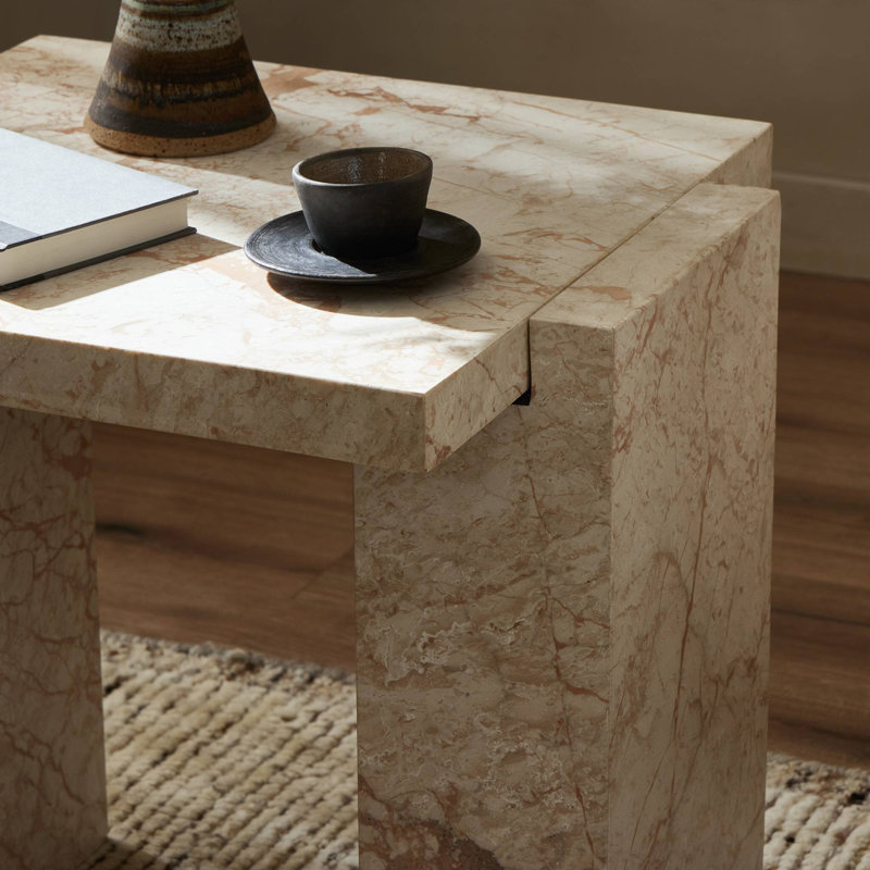 Romano Marble End Table, Desert Taupe Marble