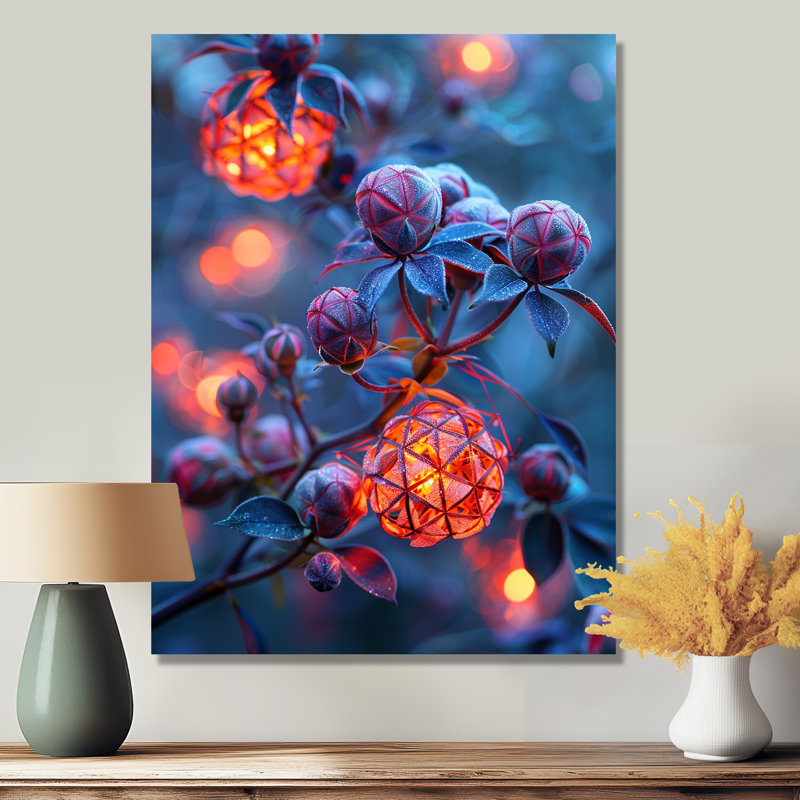 Baies cosmiques sur arbre galactique - Botanicals, art mural, Métal métal, H 20 po x l 12 po x P 1 po