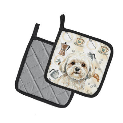 Paire de poignées blanches Lhasa Apso
