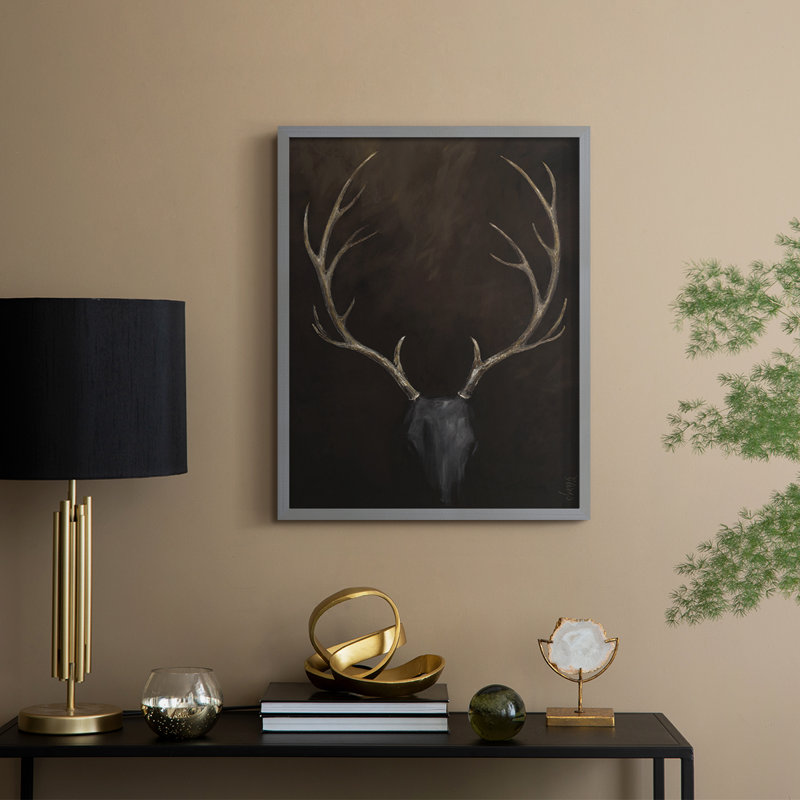 Reproduction encadrée Buck - bois massif, H 11 po x l 9 po, Gris