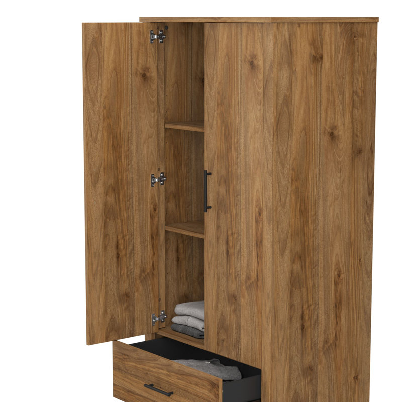 Armoire grande Katia avec meuble télé avec commode Katia, Noyer frais