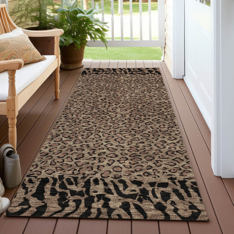 Machine Washable Indoor/Outdoor Claudian ACN1230 Brown Rug, Runner 2'3" x 7'6"